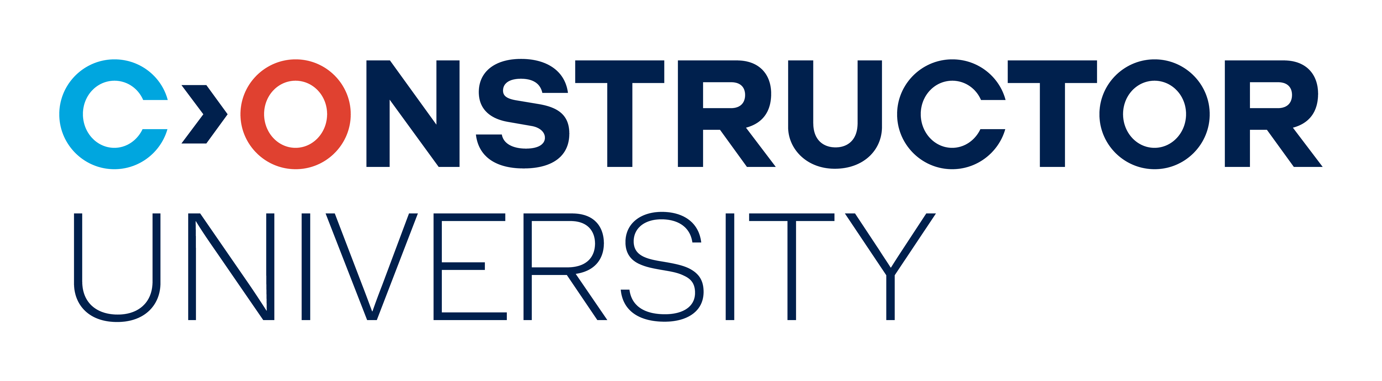 Logo der Constructor University Bremen, blauer Schriftzug auf transparentem Grund